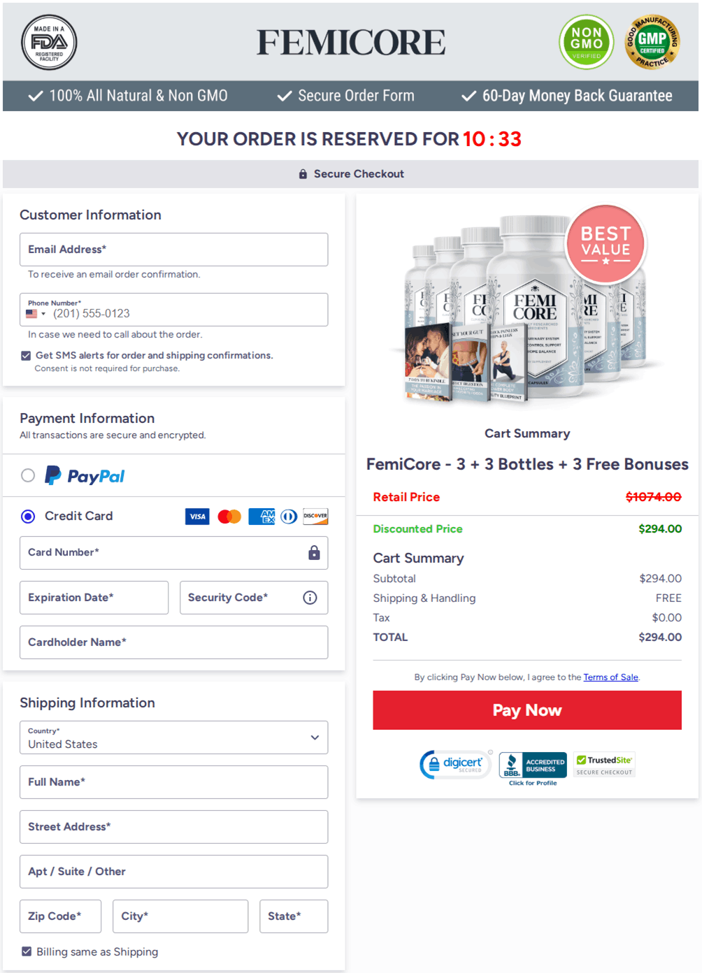 FemiCore Checkout